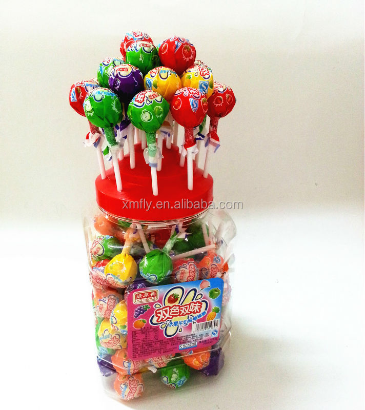 11grams Handmade Double Colors Milken Fruit Pop Lollipop