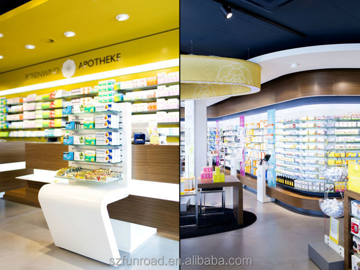 stands for pharmacy interior decoration, View Wooden Pharmacy shelves 