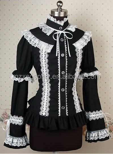 熱い販売のゴシック黒と白の長袖ロリータブラウスハロウィンパーティの衣装クリスマス美しさのためのロングドレス問屋・仕入れ・卸・卸売り