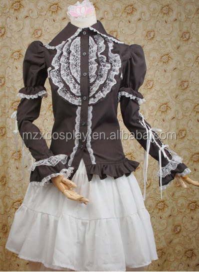 熱い販売の黒ロリータブラウス長袖かわいいファルバラハロウィンパーティの衣装クリスマス美しさのためのロングドレス問屋・仕入れ・卸・卸売り