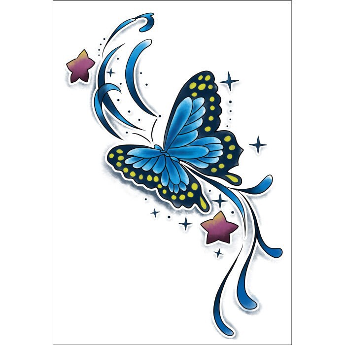 3pcs большой большая голубая бабочка дизайн временные татуировки наклейки в...