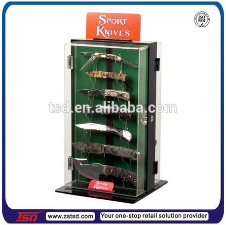 Custom Lockable Clear Acrylic Knife Display Case Knife Display