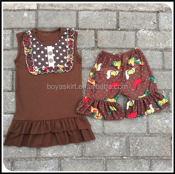人気アメリカ赤ちゃん向き衣装羽生地フラッタードレスマッチング黒アイシングショーツ服セット羽夏衣装仕入れ・メーカー・工場