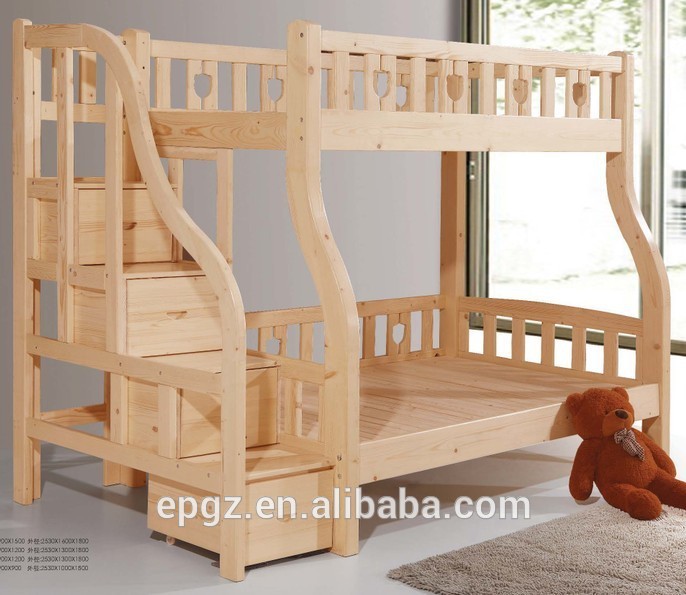 Kids Solid Wood Bunk Bed With Drawer Stairs Bedroom Furniture Bed