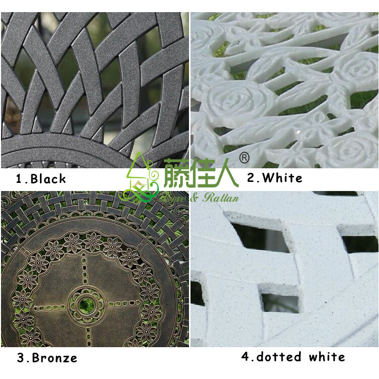 Outdoor Garden Patio Terrace Deck Furniture Set Square Round Marble Mosaic Table Top with Wrought Iron Legs