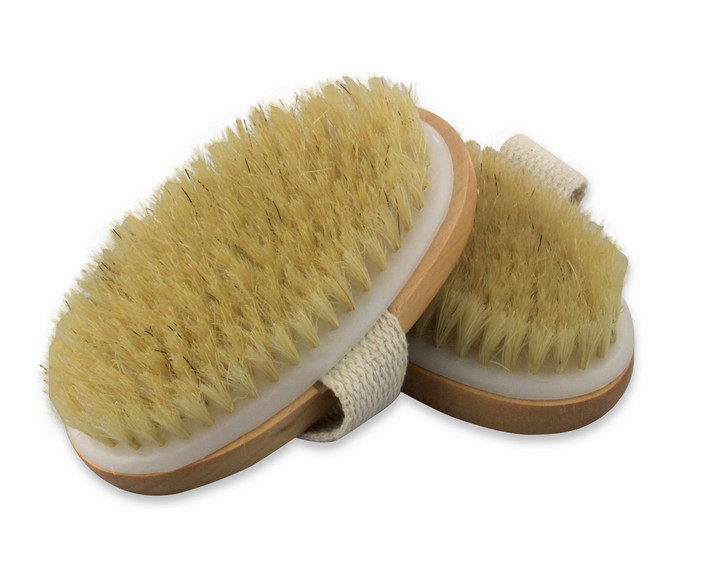 Dual Purpose Handle Soft Natural Bristle Body Cleaning Brush Long
