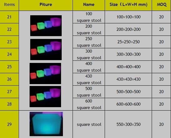 ナイトクラブ結婚式パーティーディスコled家具テーブル、椅子、ソファ、キューブスツール、バーカウンター、ボール販売のため仕入れ・メーカー・工場