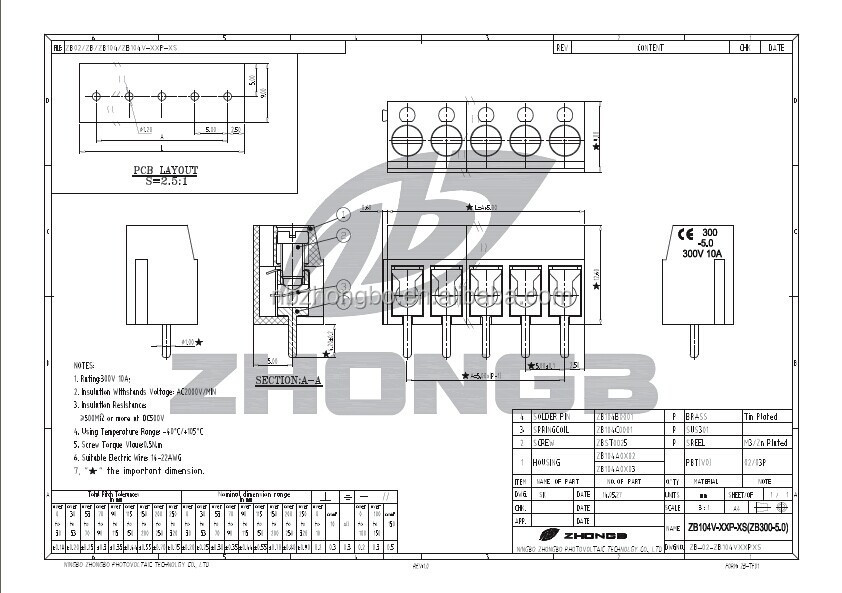 Pcbねじ端子台300v5.0ミリメートル仕入れ・メーカー・工場