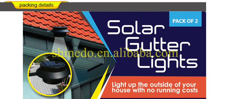 熱い販売の新しい製品ソーラーledガーデン灯ソーラーライト屋外のフェンスの軽い樋問屋・仕入れ・卸・卸売り