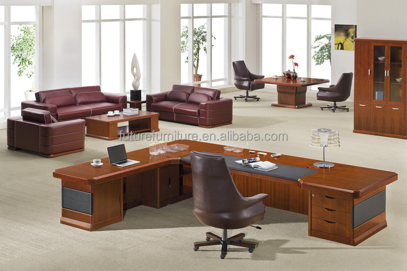 アンティーククルミのテーブル2014年革製のオフィスデスクセットサウジアラビアのために市場( bm38)問屋・仕入れ・卸・卸売り
