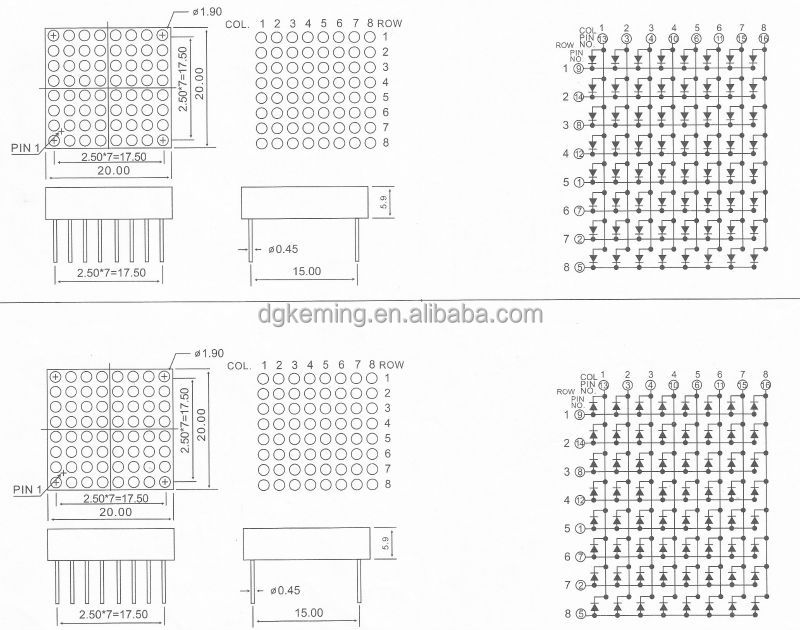 Bright led indoor ultra white led matrix for lift 8x8 dot led matrix