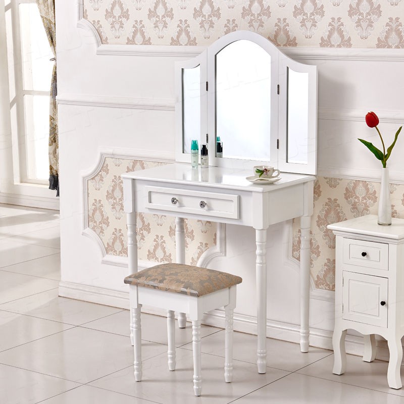 Black Folding Plastic Particle Board Dressing Table With Chair - Buy 