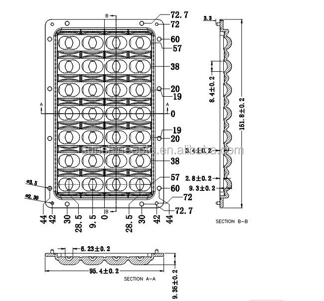 Ledレンズ4 × 7街路灯アレイレンズ70 × 140度用屋外ライト仕入れ・メーカー・工場