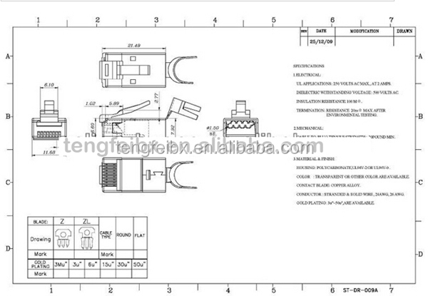 シールドcat7ガイドrj45コンピュータのプラグケーブル付コネクタプラグ仕入れ・メーカー・工場