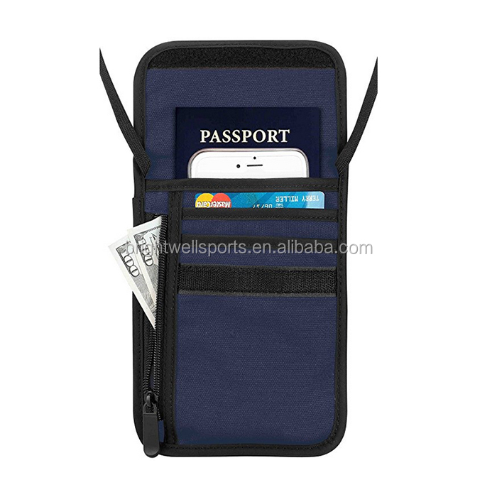 Source Custom Travel Neck Pouch Hidden Passport Wallet RFID