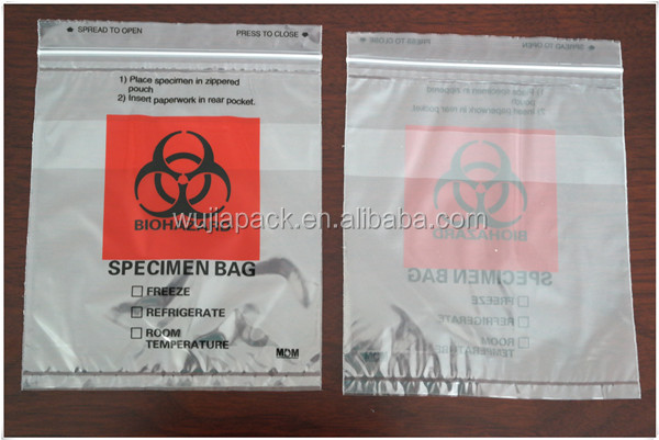 LDPE custom Biohazard specimen zipper bag
