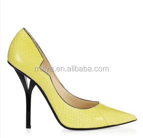 ヌード/黒/yellow/紫色の本物の革尖った- つま先のパンプスヒールの靴婦人靴のファッション特性仕入れ・メーカー・工場