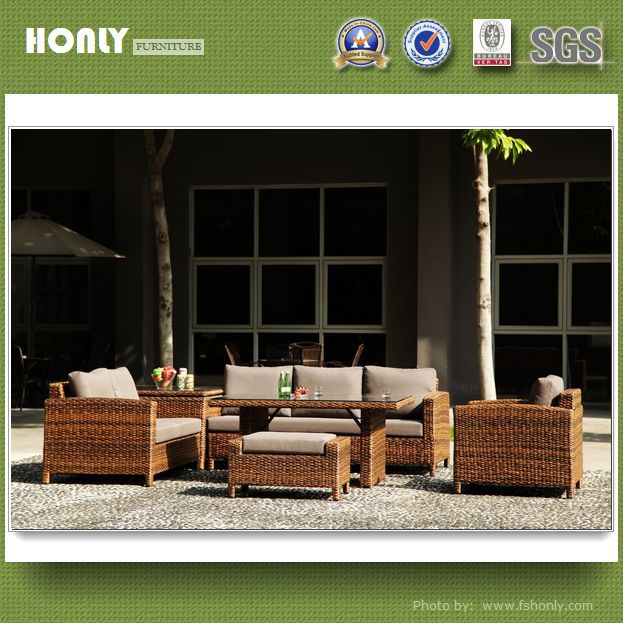 Aluminium natural style wicker outdoor sofa plastic outdoor sofa