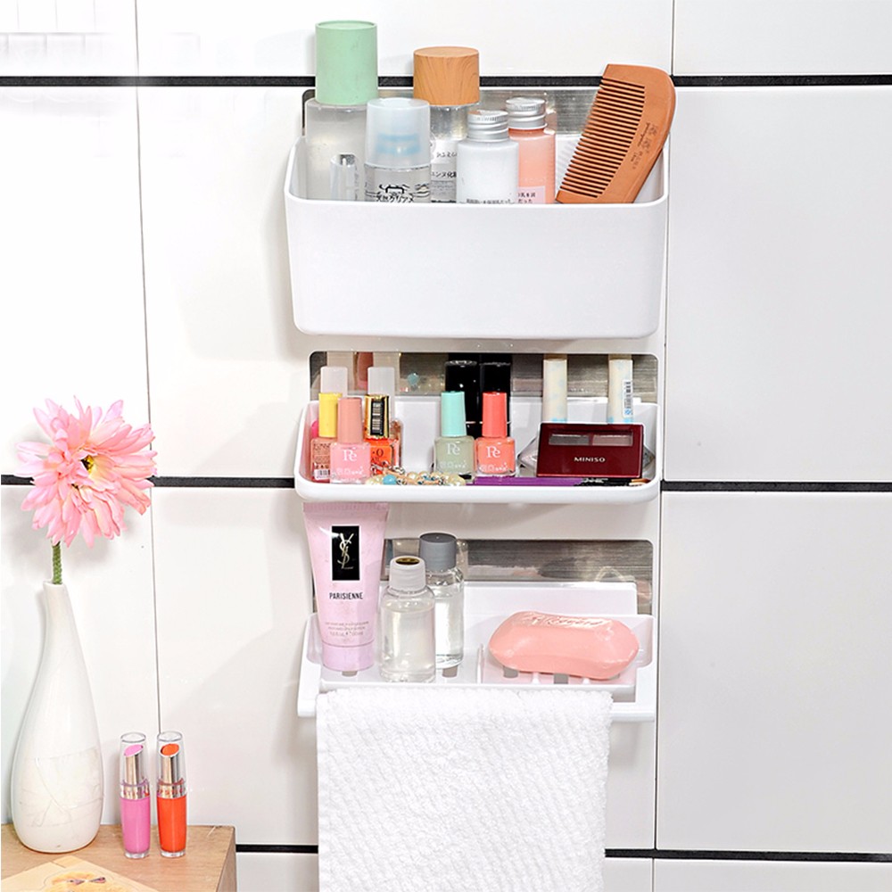 3 in 1 wall mounted plastic Fridge Storage Organiser Set bathroom Rack Shelf