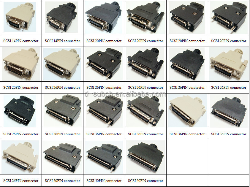 D Type Scsi Connector,50 Way Straight Interface To Pcb Male Connector