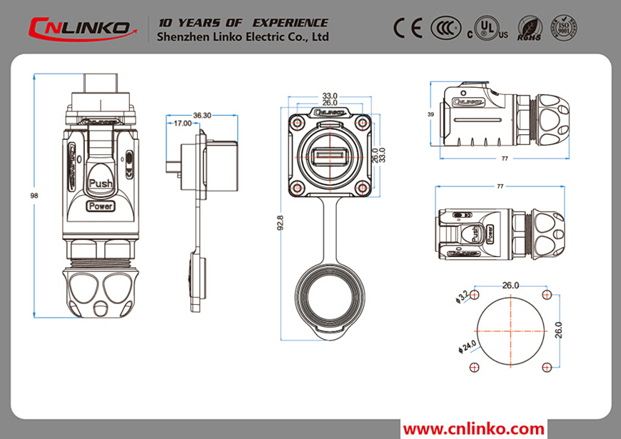 中国製cnl<em></em>inkocirucular防水usbコネクタメスusb3.0ソケットコネクタ仕入れ・メーカー・工場