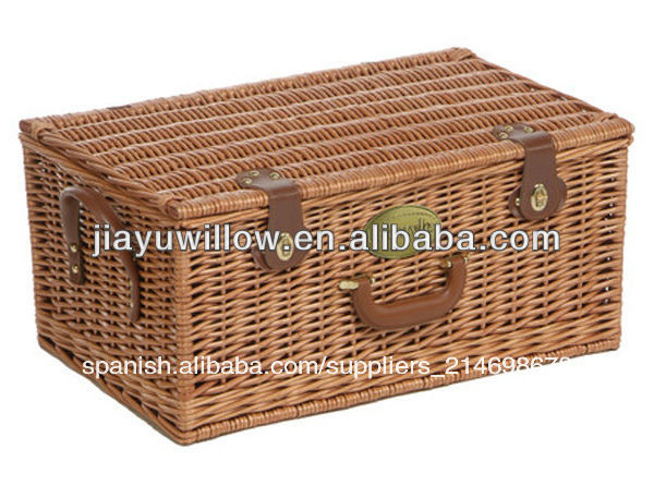 rectángulo de mimbre cestas de picnic para 4 personas