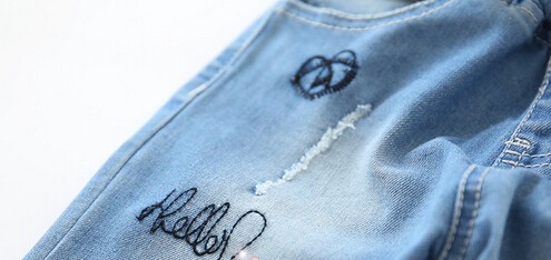 最高品質の子供の女の子の綿素材刺繍のジーンズパンツ仕入れ・メーカー・工場