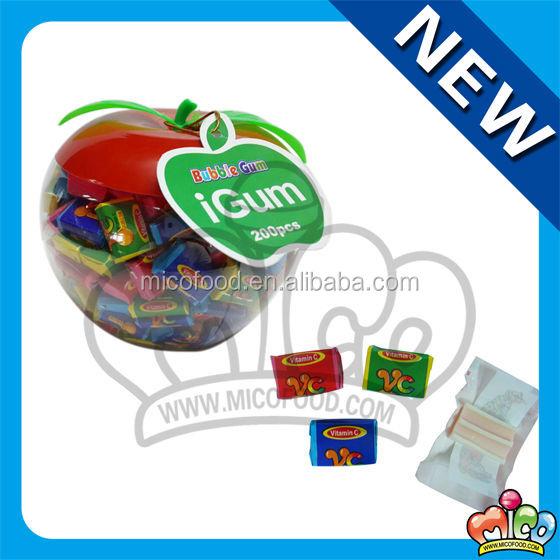Vitamin C tattoo bubble gum in apple jar