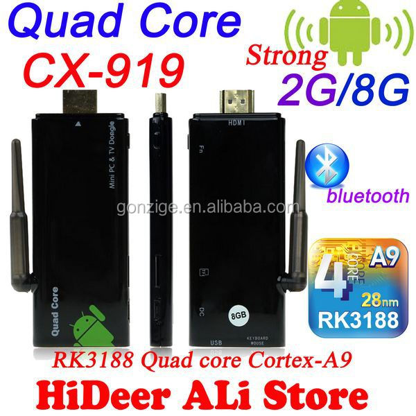 クアッドコア tv スティック cx919 で アンドロイド 4.4 ミニ pc rk3188 2 ギガバイト/16 ギガバイト wifi bluetooth サポート さ れ て いる xbmc Kdoi iptv が インストール仕入れ・メーカー・工場