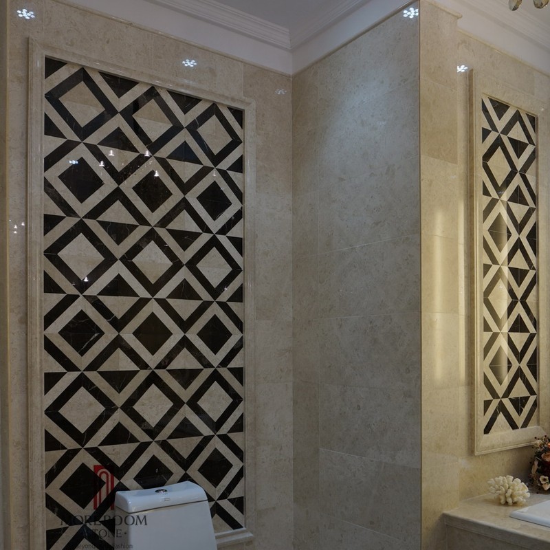 MPGJ19G33 ( Wholesale Polished White Rose Laminated Waterjet Flooring Marble Parquet6) (2).jpg