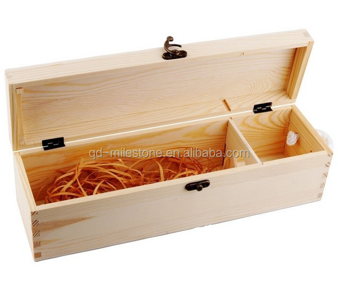 unfinished wooden craft case for red wine storage