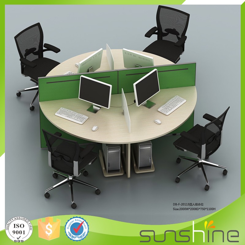 2016 furniture round workstation for 4 person white oak tabletop and green partition.jpg
