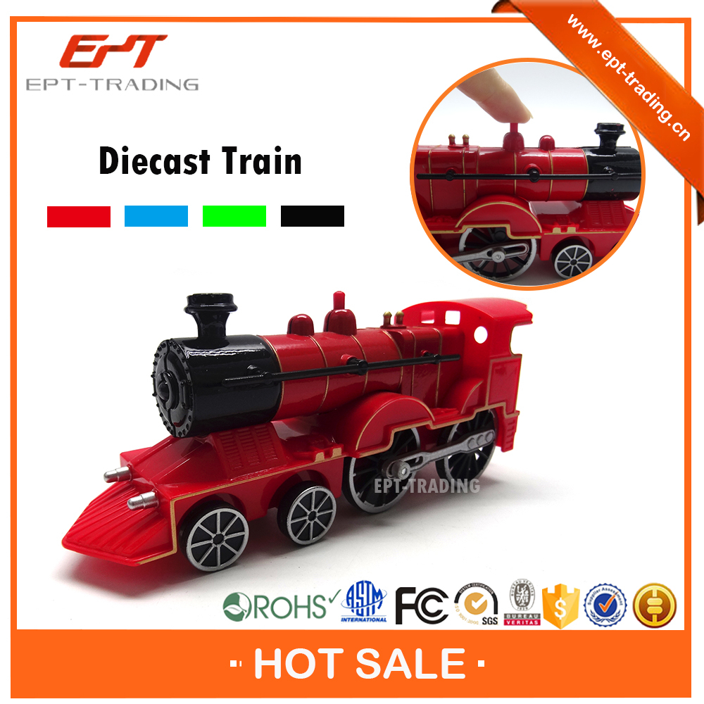 Pull back diecast model train toy with light and sound