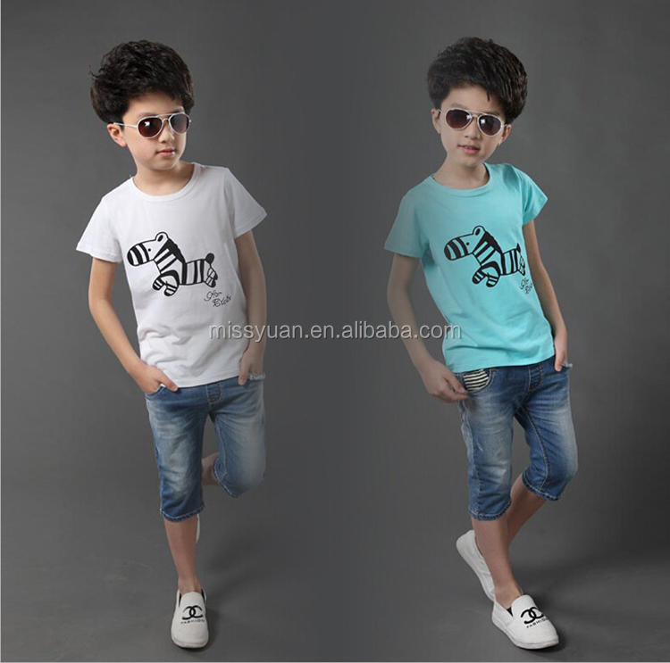 alibabaの熱い販売トップ品質2015半袖の男の子の服仕入れ・メーカー・工場
