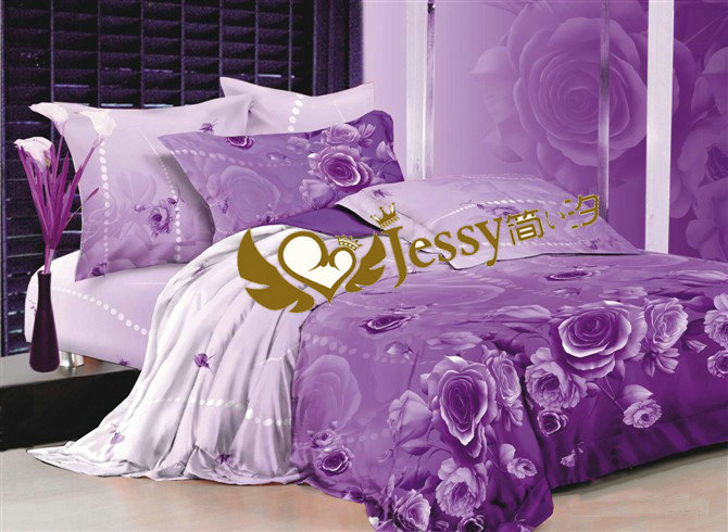 外観! ヨーロッパやアメリカスタイルのファッション3d寝具セットポリエステル綿ママと赤ちゃんの紫色の花のパターン問屋・仕入れ・卸・卸売り