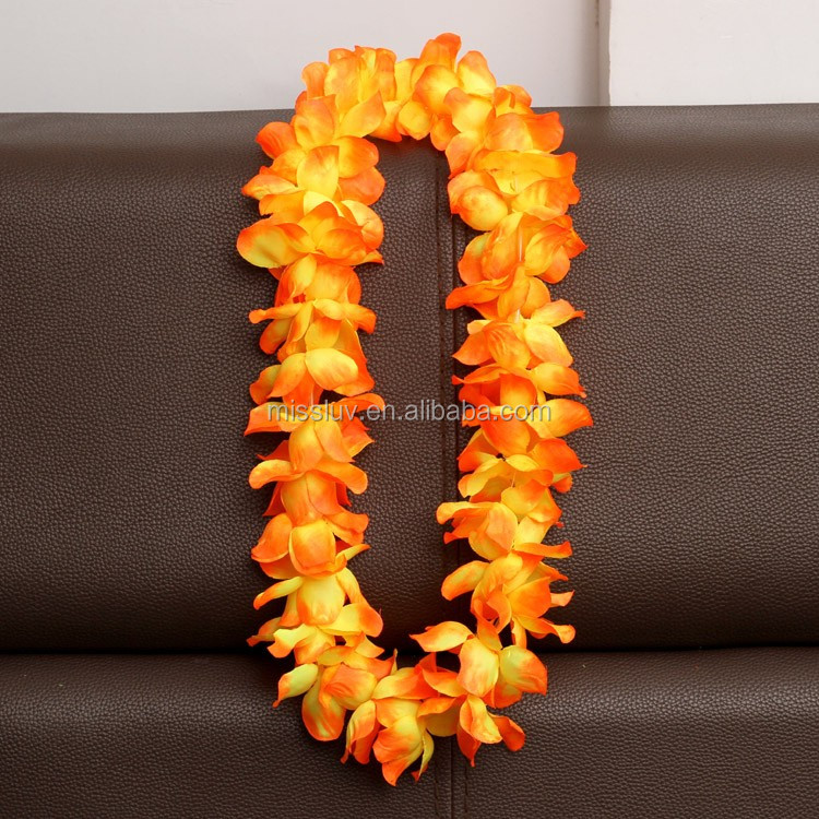 1pce Hawaiian Lei Garland Orange Tones Flower Wreath for Fancy Dress Party  Full