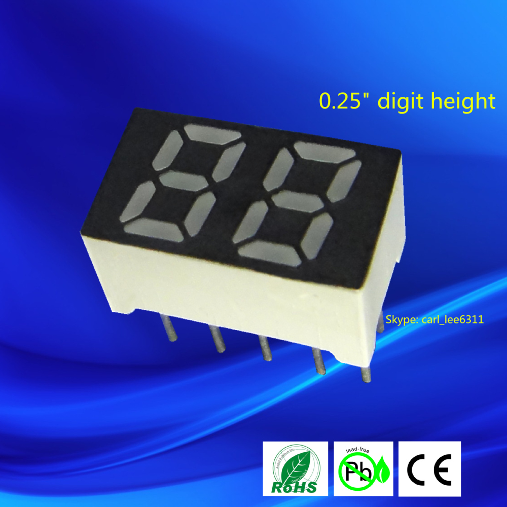 0.25 inch mini ultra blue led 2 digits small size 7 segment led display