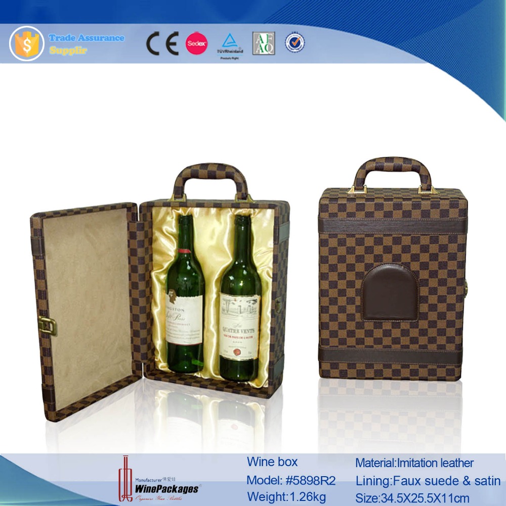 custom leather wine gift box,double wine packaging box