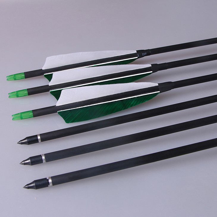 High Accuracy 31 Inch Pure Carbon Fiber Shaft Arrows With 5 Inch