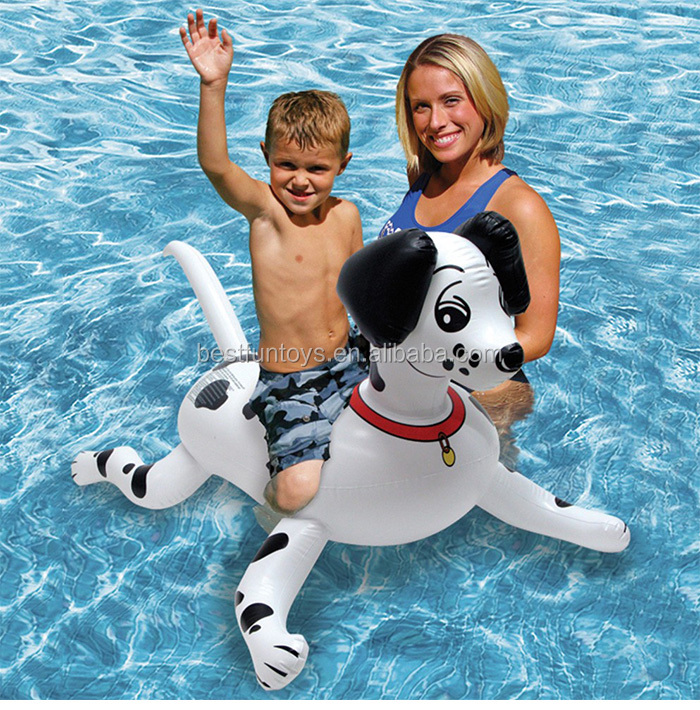 Promotional Custom Inflatable Dalmatian Dog Pool Rider Kids Dog Pool