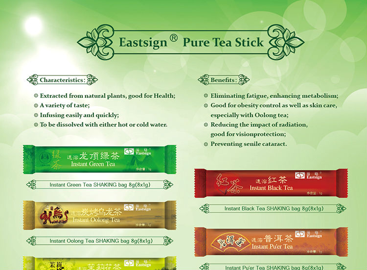 wholesale pure instant tea stick, instant black tea powder 1g 100 natural,China Eastsign price