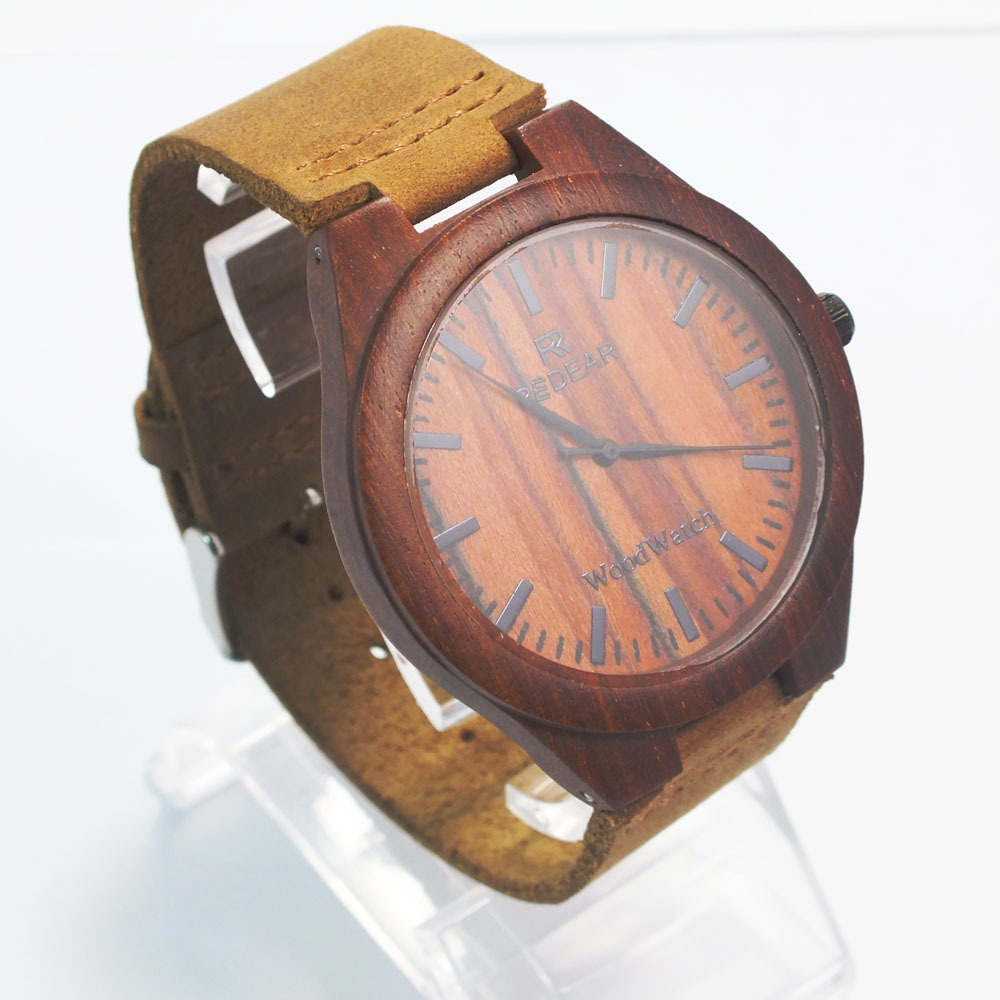 Bamboo wood Watches bamboo watch Bamboo wrist watch 2015 Men with Date Genuine Leather Strap