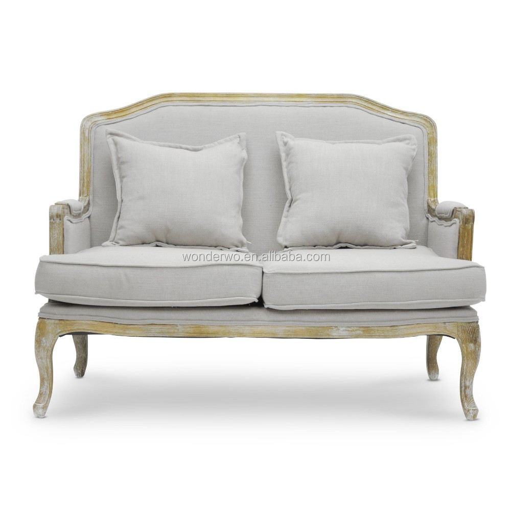 Living Room Furniture Vintage French Louis Style Wood Frame Linen