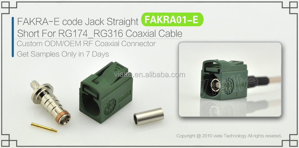 Fakra- eコードjack/メスストレートのための短いrg174_rg316同軸ケーブルのコネクター仕入れ・メーカー・工場