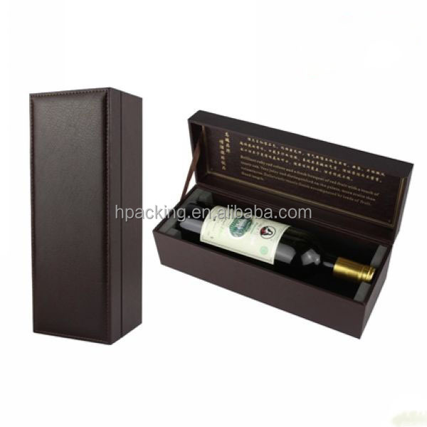 accept custom order black pu leather champagne flute bottle gift box