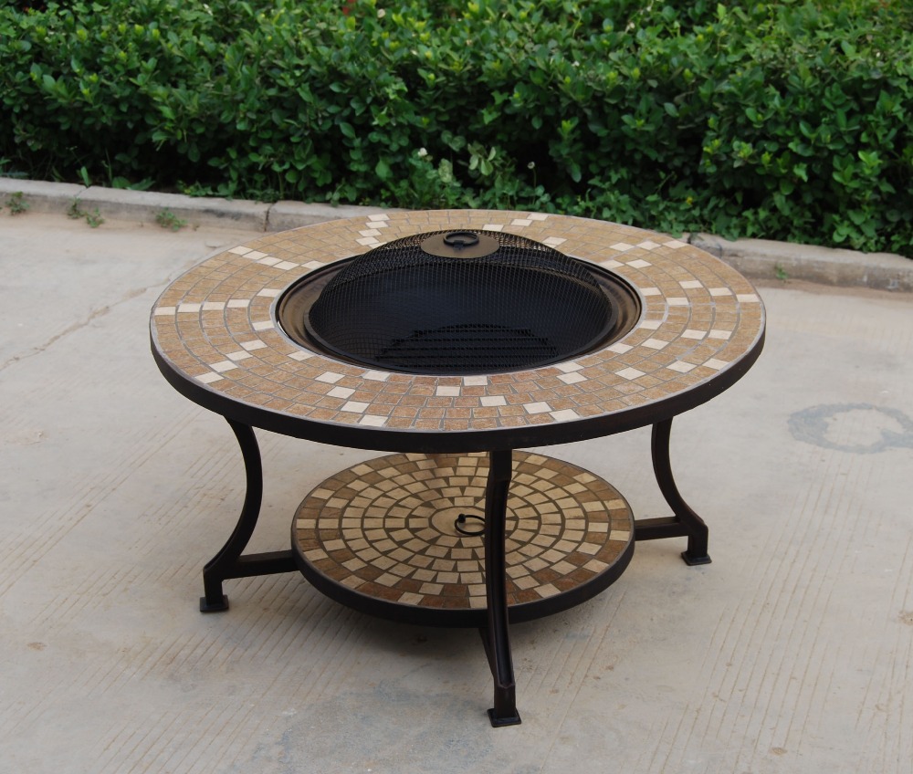 Outdoor Ceramic Table Fire Pit With Bbq Grill Buy Barbecue Grill