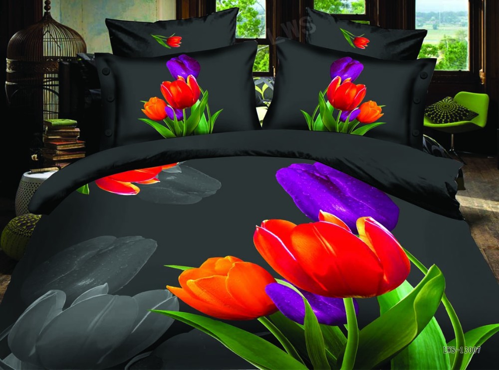 3d bedding set flower bed set 3d bedding comforter cover bedclothes bed lin...