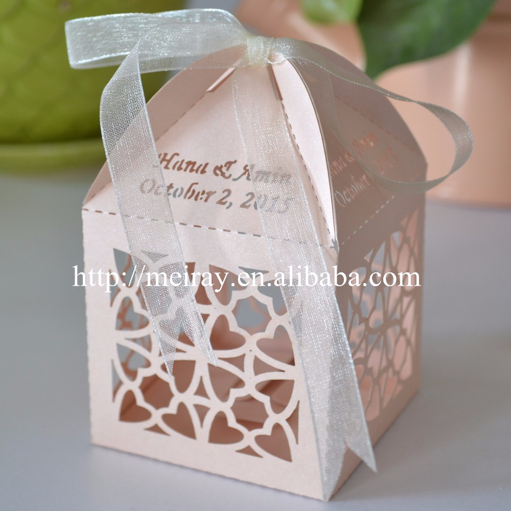 hot sale customize wedding gift paper candy box laser cut