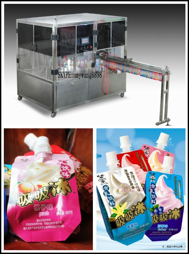 coconut water and pear juice in Stand up pouch with corner spout filling packing machine