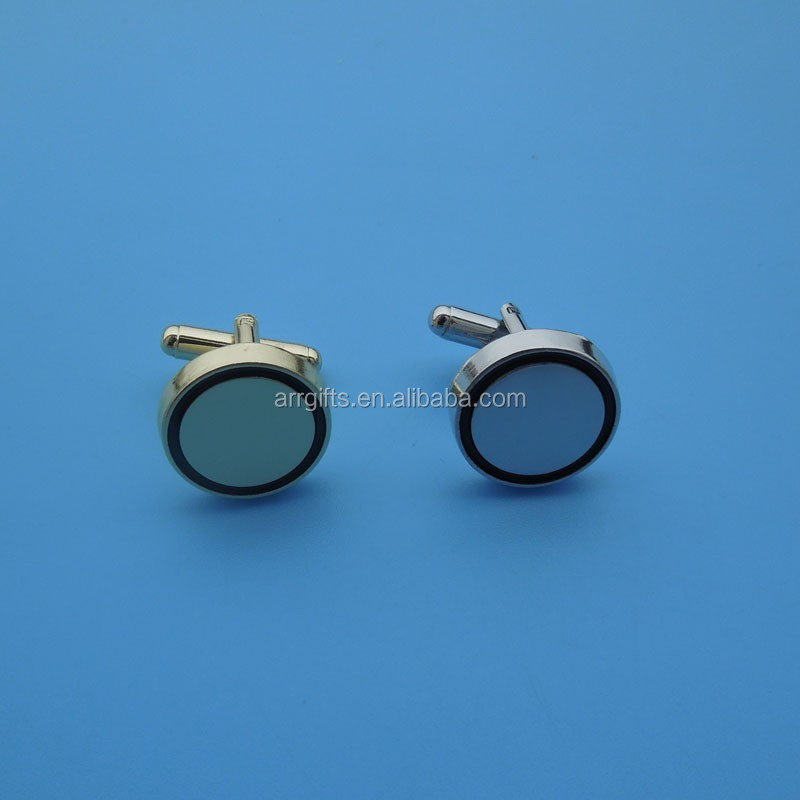 fashion gold silver blank metal mens gifts metal cufflinks, 17mm